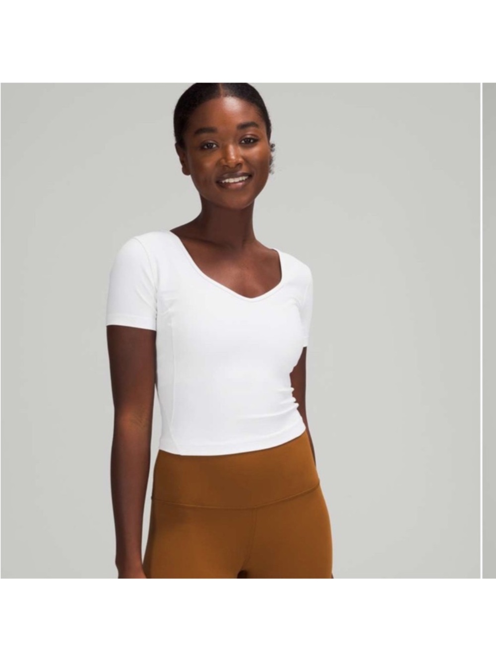 Lululemon Align Tee *Nulu Slim Fit Cropped Length Size 2 White. Item W3FGSS